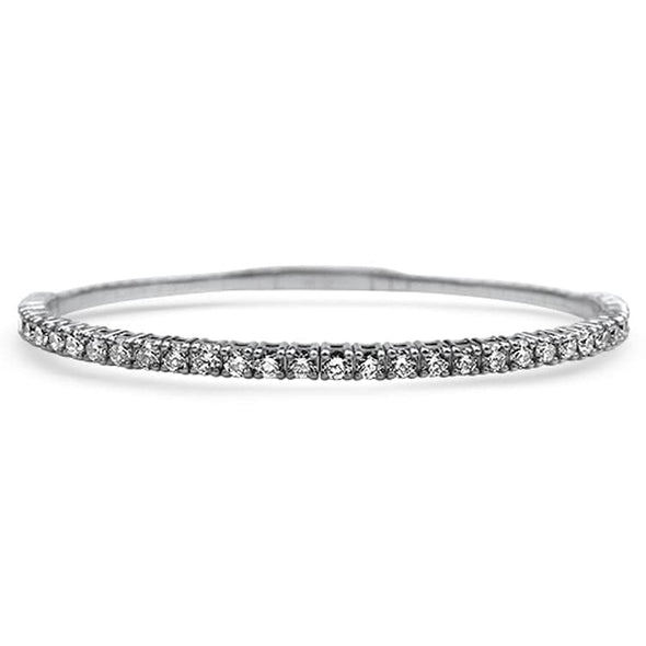 Sincerely Springer's Bracelet 14k White Gold Diamond Flexible Bangle Bracelet - 2.88ctw