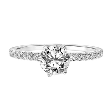 Sincerely Springer's Engagement Ring 14k White Gold Round 6-Prong Solitaire Engagement Setting with Diamond Band 6.5mm / 6.5