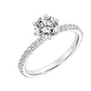 Sincerely Springer's Engagement Ring 14k White Gold Round 6-Prong Solitaire Engagement Setting with Diamond Band 6.5mm / 6.5