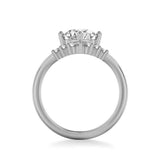 Sincerely Springer's Engagement Ring 14k White Gold Round Contemporary Engagement Setting with Diamond Crown 7.5mm / 6.5