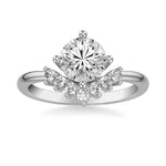 Sincerely Springer's Engagement Ring 14k White Gold Round Contemporary Engagement Setting with Diamond Crown 7.5mm / 6.5