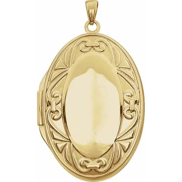Sincerely Springer's Necklaces and Pendants 14K Yellow Gold Decorative Engravable Oval Locket