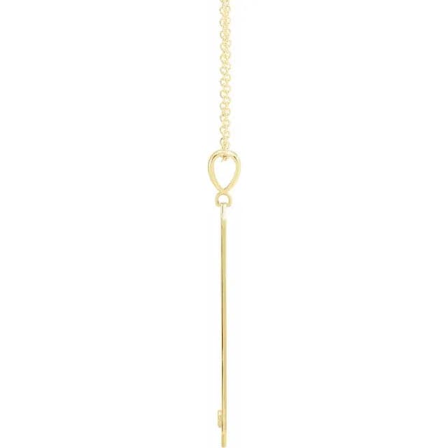 Sincerely Springer's Necklaces and Pendants 14K Yellow Gold Engravable Diamond Vertical Bar Pendant and Chain