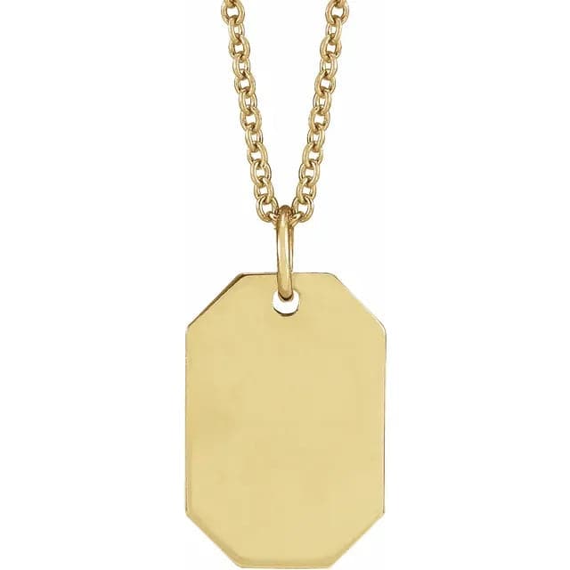 Sincerely Springer's Necklaces and Pendants 14K Yellow Gold Engravable Pendant Tag and Chain
