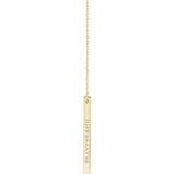 Sincerely Springer's Necklaces and Pendants 14K Yellow Gold Engravable Vertical Bar Pendant and Chain
