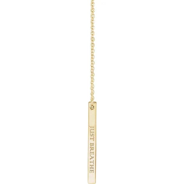 Sincerely Springer's Necklaces and Pendants 14K Yellow Gold Engravable Vertical Bar Pendant and Chain