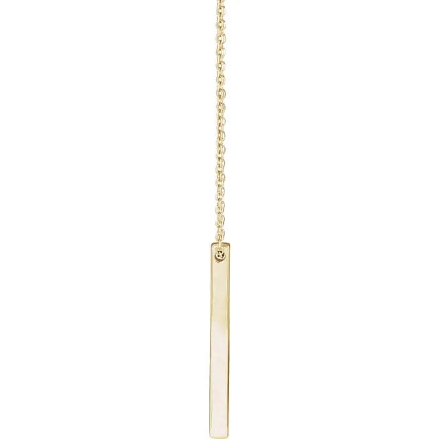 Sincerely Springer's Necklaces and Pendants 14K Yellow Gold Engravable Vertical Bar Pendant and Chain