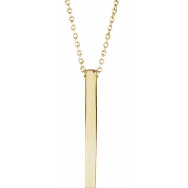 Sincerely Springer's Necklaces and Pendants 14K Yellow Gold Engravable Vertical Bar Pendant and Chain