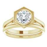 Sincerely Springer's Wedding Band 14K Yellow Gold Hexagon Bezel Engagement Ring 6