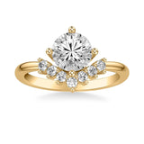 Sincerely Springer's Engagement Ring 14k Yellow Gold Round Contemporary Engagement Setting with Diamond Crown 7.5mm / 6.5