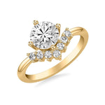 Sincerely Springer's Engagement Ring 14k Yellow Gold Round Contemporary Engagement Setting with Diamond Crown 7.5mm / 6.5