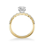 Sincerely Springer's Engagement Ring 14K Yellow Gold Round Solitaire Engagement Setting with Hidden Halo and Large Diamond Band 6.5