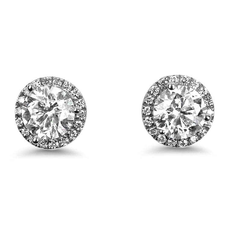 Sincerely Springer's Earring 18k White Gold Pair of Diamond Stud Halo Earrings