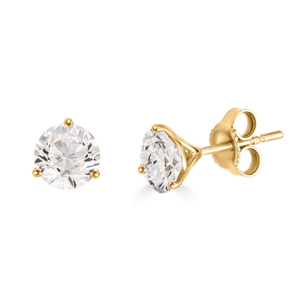 Sincerely Springer's Earring Sincerely Springer's Yellow Gold Three-Prong Martini Diamond Stud Earrings