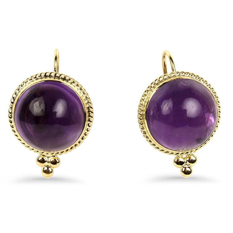 Springer's Earring 14k Yellow Gold Amethyst Drop Earrings