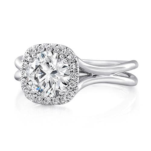 Springer's Bridal Engagement Ring Diamond Silhouette Setting 18k White / 6.5mm / 6.5