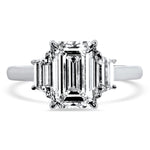 Springer's Bridal Engagement Ring Platinum Three Stone Emerald Cut Diamond Ring 6.25