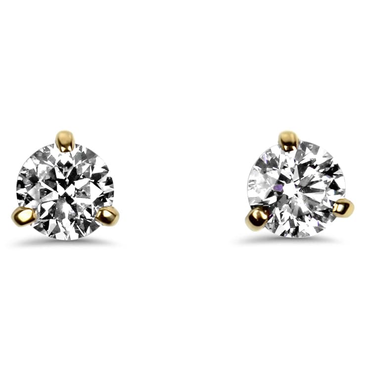 Springer's Collection Earring 1.40ctw Three-Prong Yellow Gold Diamond Studs