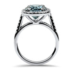 Springer's Collection Ring 14k White Gold Aquamarine and Diamond Halo Ring 6.5