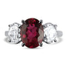Springer's Collection Ring 14k White Gold Christopher Designs Rubellite Tourmaline and Diamond Three Stone Ring 6.25