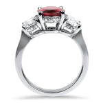 Springer's Collection Ring 14k White Gold Christopher Designs Rubellite Tourmaline and Diamond Three Stone Ring 6.25