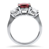 Springer's Collection Ring 14k White Gold Christopher Designs Rubellite Tourmaline and Diamond Three Stone Ring 6.25