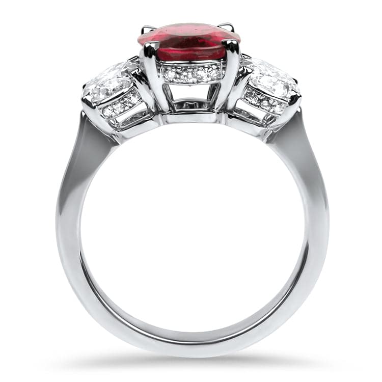 Springer's Collection Ring 14k White Gold Christopher Designs Rubellite Tourmaline and Diamond Three Stone Ring 6.25