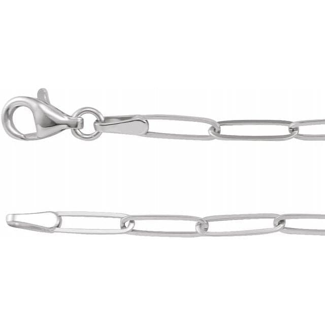 Springer's Collection Necklaces and Pendants 14k White Gold Elongated Link "Paperclip" Chain Necklace