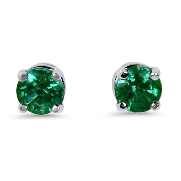 Springer's Collection Earring 14k White Gold Emerald Earrings