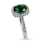Springer's Collection Ring 14k White Gold Oval Green Tourmaline and Diamond Halo Ring 6.25