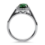 Springer's Collection Ring 14k White Gold Oval Green Tourmaline and Diamond Halo Ring 6.25
