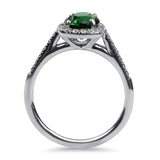 Springer's Collection Ring 14k White Gold Oval Green Tourmaline and Diamond Halo Ring 6.25