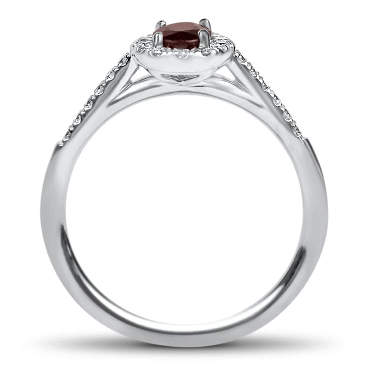 Springer's Collection Ring 14k White Gold Oval Ruby & Diamond Ring 6.5