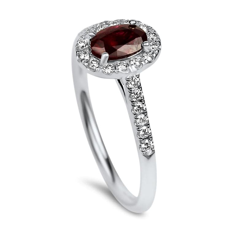 Springer's Collection Ring 14k White Gold Oval Ruby & Diamond Ring 6.5