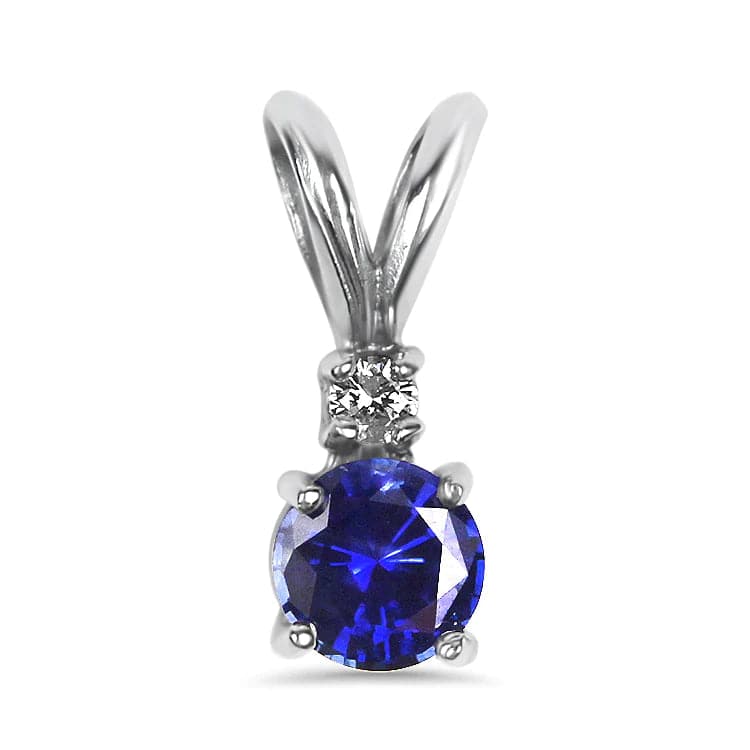 Springer's Collection Necklaces and Pendants 14k White Gold Sapphire and Diamond Pendant