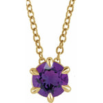 Springer's Collection Necklaces and Pendants 14k Yellow Gold Amethyst 6-Prong Pendant Necklace