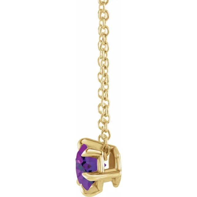 Springer's Collection Necklaces and Pendants 14k Yellow Gold Amethyst 6-Prong Pendant Necklace