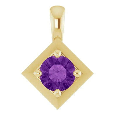 Springer's Collection Necklaces and Pendants 14k Yellow Gold Amethyst Geometric Pendant