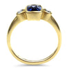 Springer's Collection Ring 14k Yellow Gold Cushion Cut Ceylon Sapphire and Diamond Ring 6.50