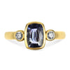 PAGE Estate Ring 14k Yellow Gold Cushion Cut Ceylon Sapphire and Diamond Ring 6.25