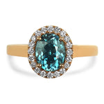 Springer's Collection Ring 18K Rose Gold Zircon and Diamond Halo Ring 6.25