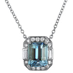 Springer's Collection Necklaces and Pendants 18k White Gold Aquamarine and Diamond Pendant