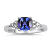 Springer's Collection Ring 18K White Gold Cushion Tanzanite Diamond Cluster Ring 6.25