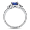 Springer's Collection Ring 18K White Gold Cushion Tanzanite Diamond Cluster Ring 6.25