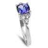Springer's Collection Ring 18K White Gold Cushion Tanzanite Diamond Cluster Ring 6.25