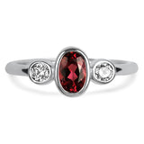 Springer's Collection Ring 18K White Gold Pink Tourmaline and Diamond Bezel Ring 6.25