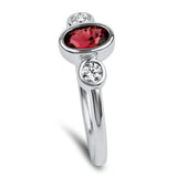 Springer's Collection Ring 18K White Gold Pink Tourmaline and Diamond Bezel Ring 6.25