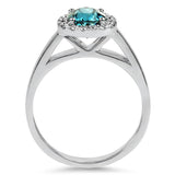 Springer's Collection Ring 18K White Gold Zircon and Diamond Halo Ring 6.25