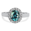 Springer's Collection Ring 18K White Gold Zircon and Diamond Halo Ring 6.25