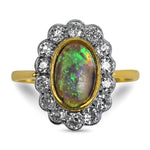 Springer's Collection Ring 18k Yellow Gold Edwardian Opal and Diamond Ring 6